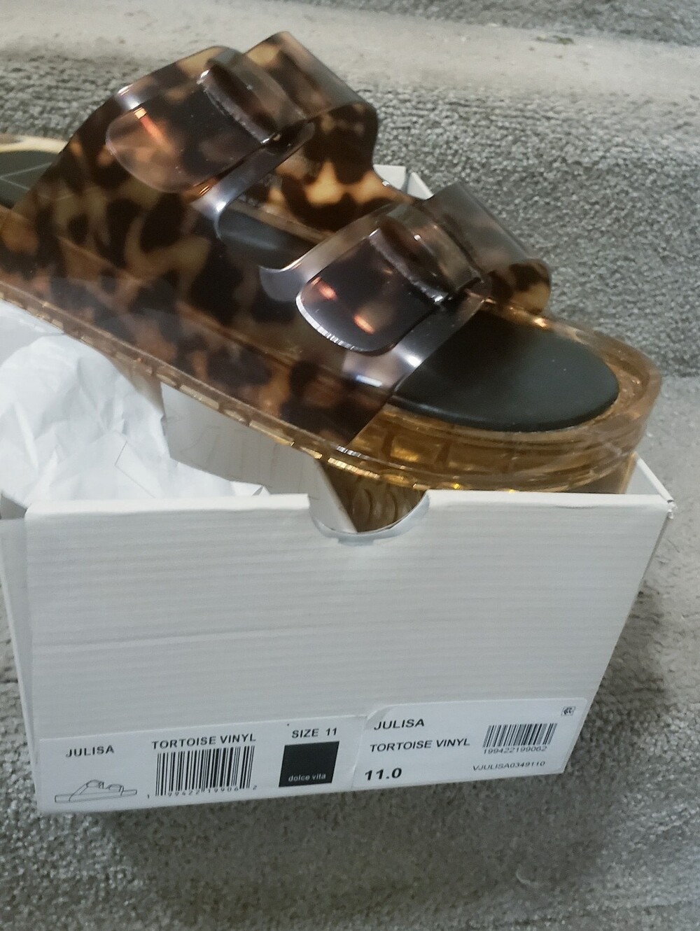 Dolce Vita Tortoiseshell Double-Buckle Slide Sandals - Brown/Amber - Picture 5 of 5